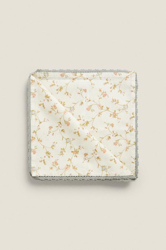 PACK OF FLORAL PRINT COTTON NAPKINS (PACK OF 2) - Sand | ZARA United States