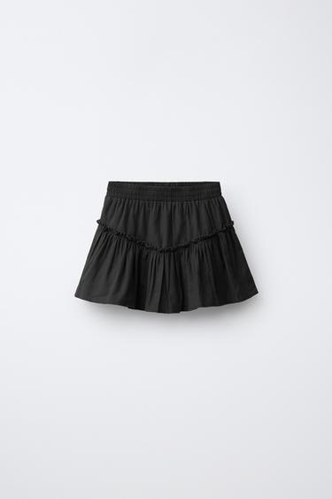 PLAIN SKIRT WITH RUFFLE - Anthracite grey by Zara