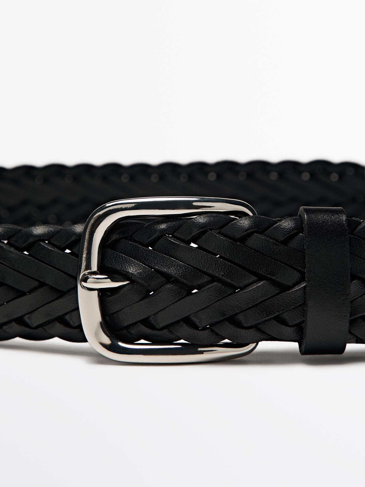 Braided nappa leather belt — Black