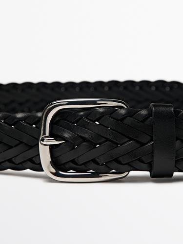 Braided nappa leather belt — Black 2