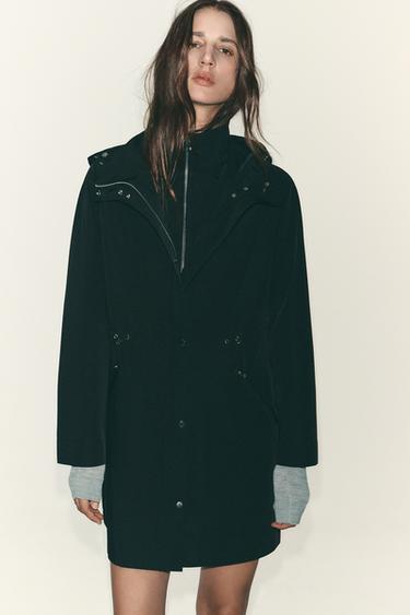 LONG HOODED JACKET - Black by Zara