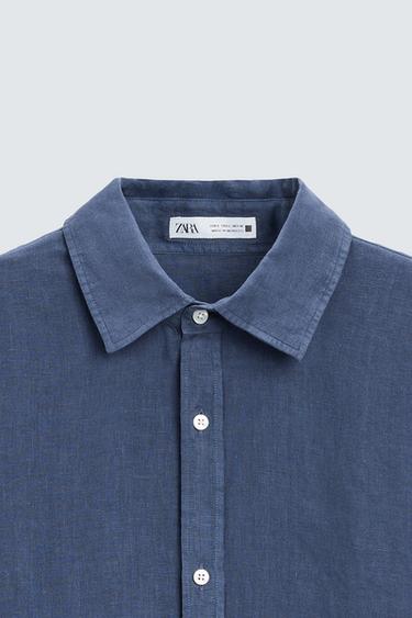 CAMISA 100% LINHO - Azul da Zara