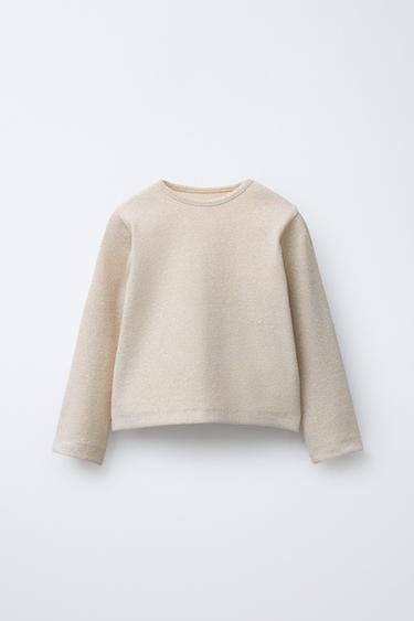 Zara SPARKLY RIBBED T-SHIRT - Golden