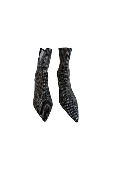 HIGHHEEL ANKLE BOOTS WITH RHINESTONES. POINTED TOE