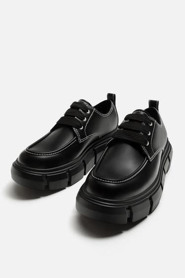 CHUNKY SHOES WITH TOPSTITCHING - Black by Zara - Image 1