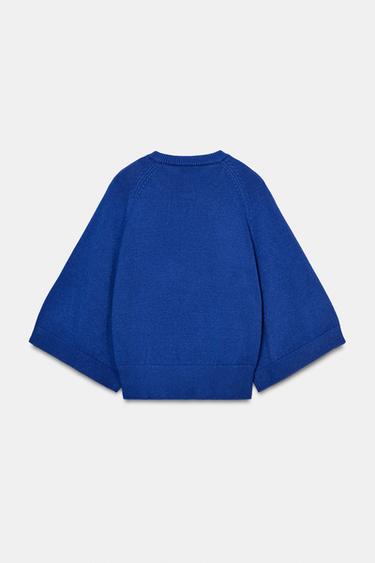 PULL EN MAILLE À MANCHES LARGES - Bleu roi de Zara - Image 7