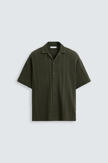 CAMISA COM TEXTURA LISTRADA - Verde da Zara