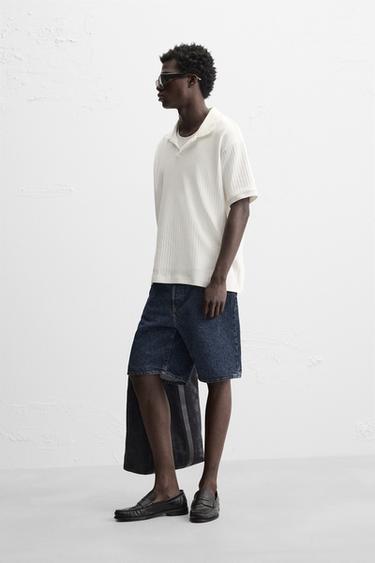 POLO STRUCTURÉ EN MAILLE CÔTELÉE - Écru de Zara - Image 3