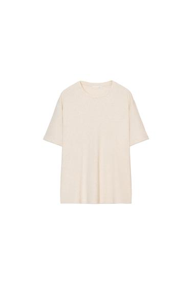 SHORT SLEEVE FLOWING T-SHIRT - Ecru by Zara - Image 0