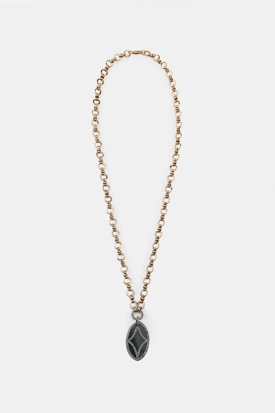 COLLIER ANNEAUX PIERRE BRILLANTS - Doré | ZARA Suisse / Switzerland