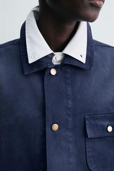 VESTE DÉLAVÉE À POCHES - Bleu roi de Zara - Image 4