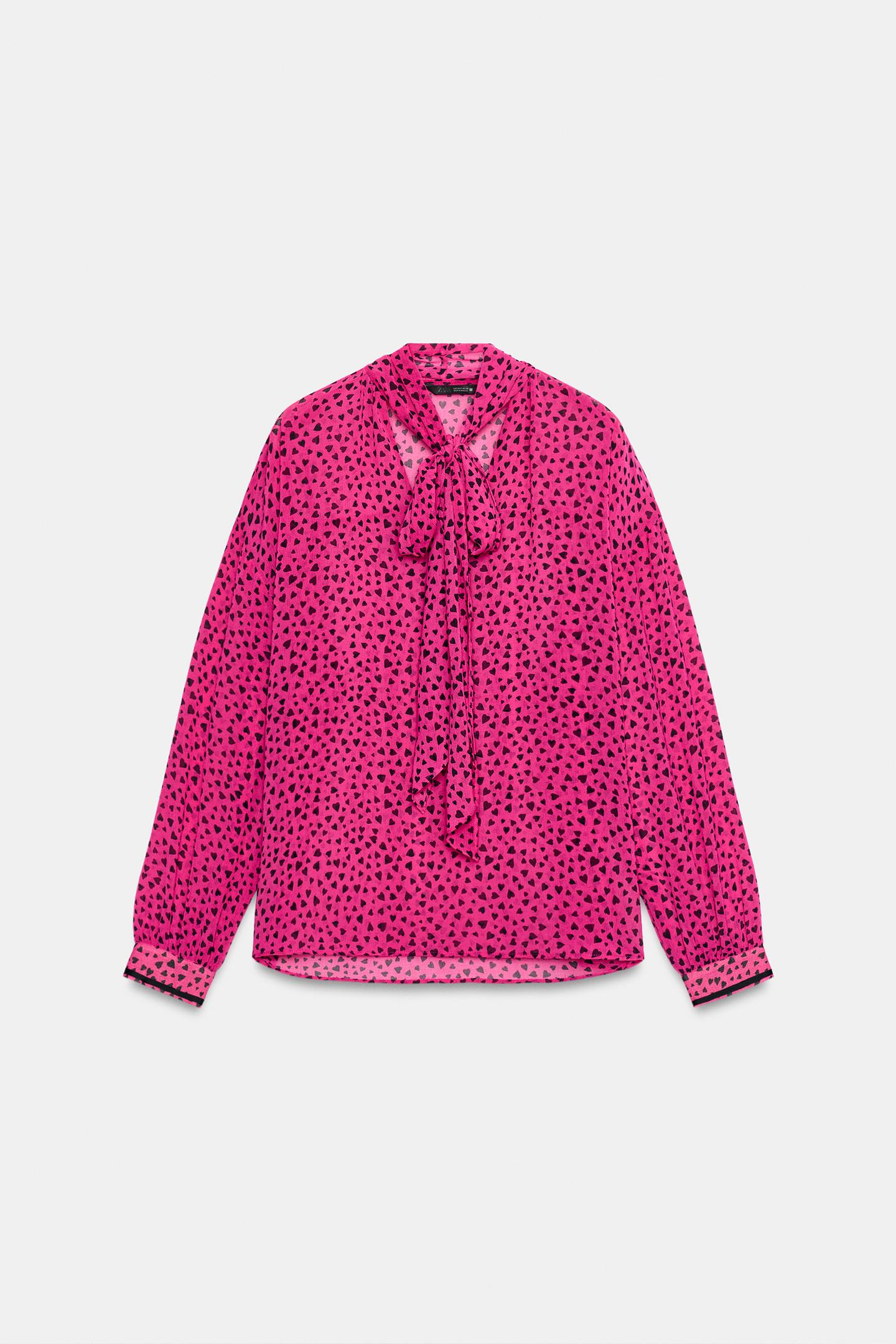Женская блузка Zara Heart Print, цвет: Разноцветный — фото 6
