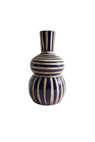 DECORATIVE HULU-SHAPED CERAMIC VASE - MIDNIGHT BLUE by Zara