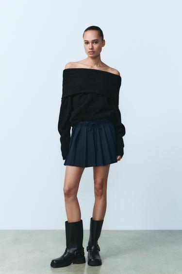 КАРИРАНА МИНИ ПОЛА С ПЛИСЕТА - Син от Zara