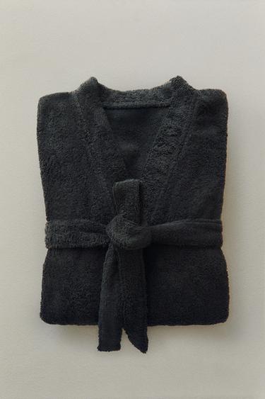 HIGH QUALITY COTTON BATHROBE (420 GXM²) - Black by Zara - Image 4
