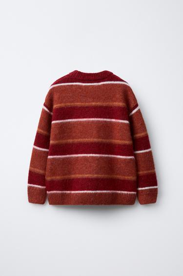 STRIPED KNIT JUMPER - Red by Zara - Image 1