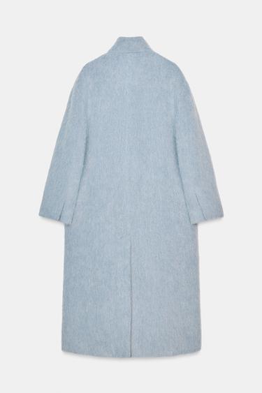 MANTEAU DROIT AVEC LAINE MANTECO ZW COLLECTION - Bleu ciel de Zara - Image 3
