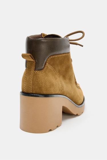 LACE-UP HEELED ANKLE BOOTS - Brown by Zara - Image 4