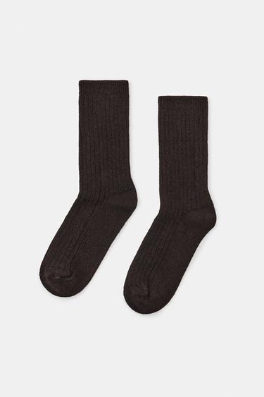 PLAIN WOOL SOCKS - Chocolate by Zara