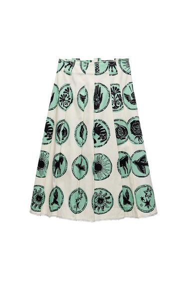 ZW COLLECTION PRINTED BOX PLEAT SKIRT