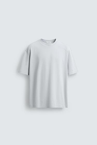 ФУТБОЛКА RELAXED FIT ИЗ ХЛОПКА — НЕБЕСНО-ГОЛУБОЙ от Zara