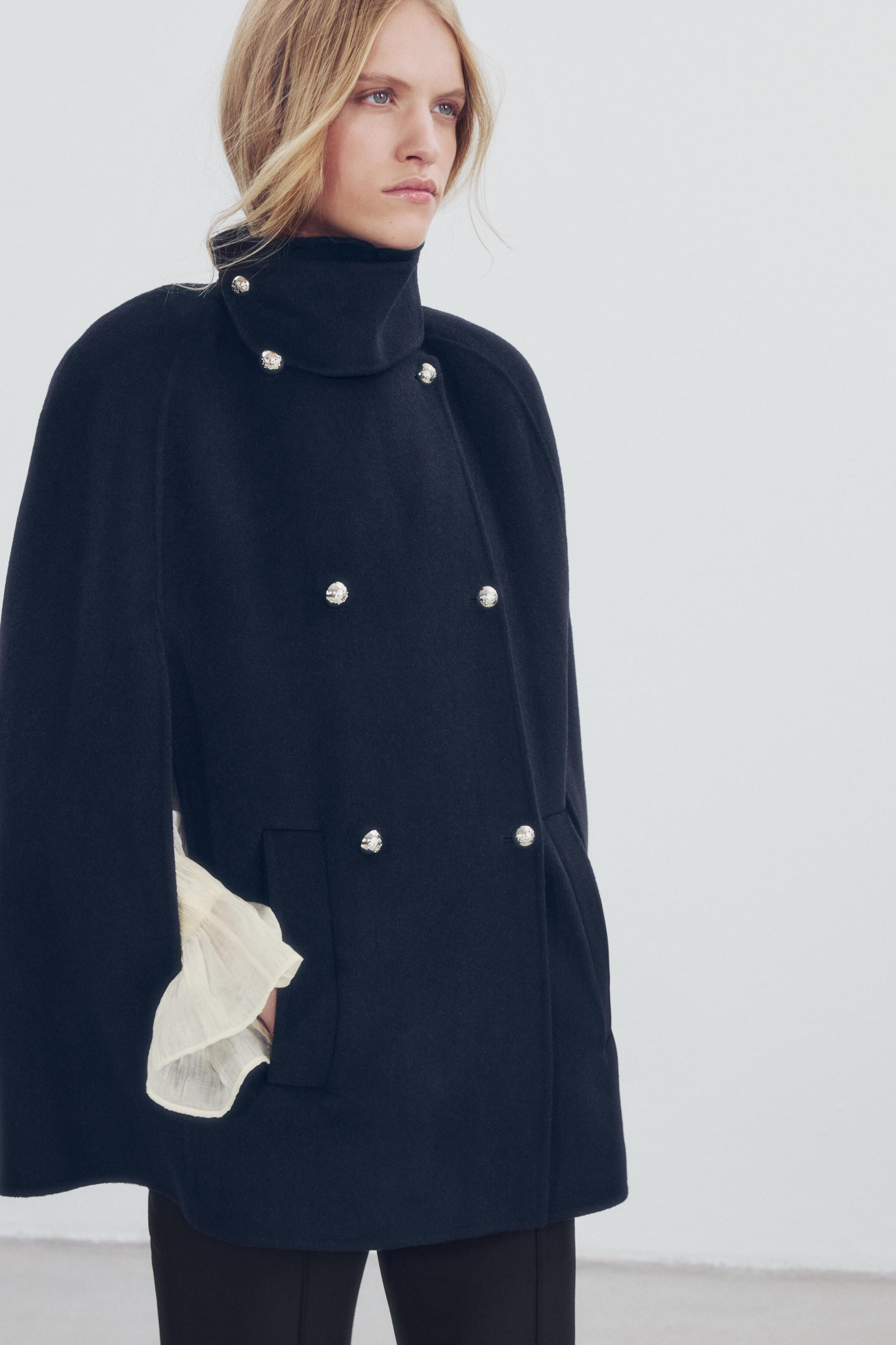 ZW COLLECTION WOOL BLEND BUTTON CAPE