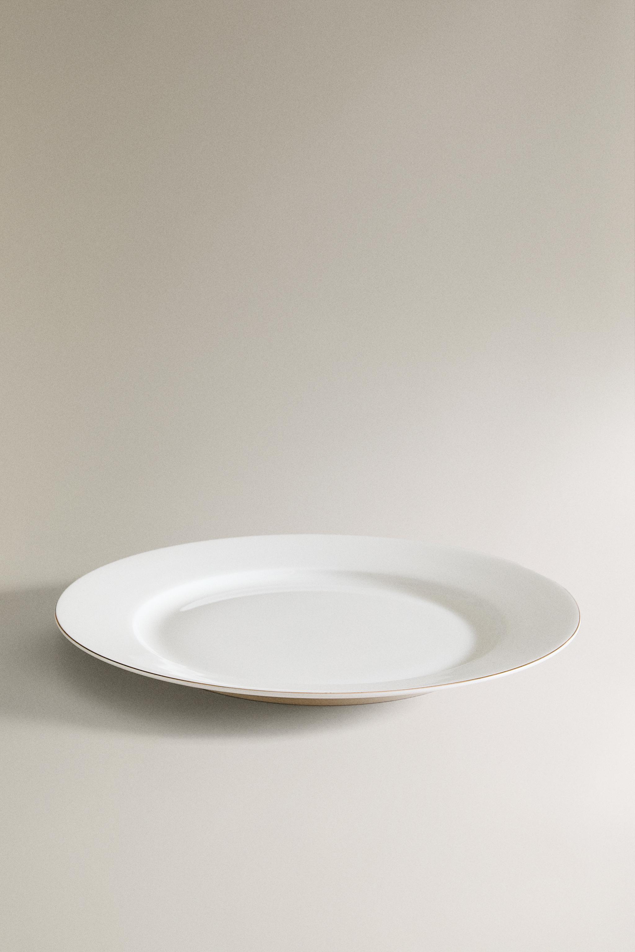 RIMMED BONE CHINA DINNER PLATE — Gold