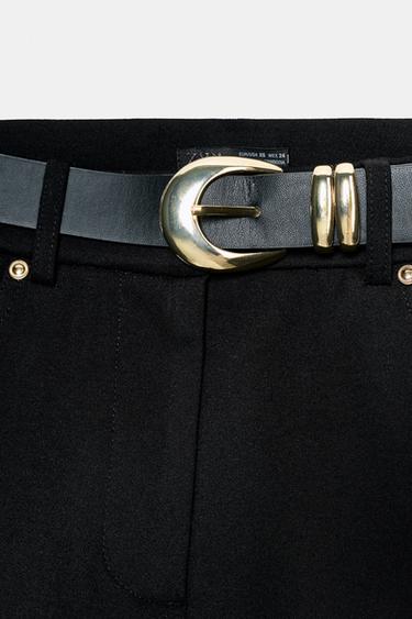 JEGGING TIRO MEDIO CINTURÓN - Negro de Zara