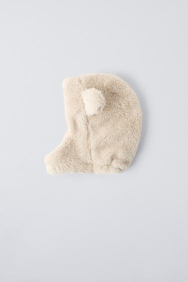 FAUX FUR HOOD WITH LITTLE EARS - Ecru by Zara - Image 2