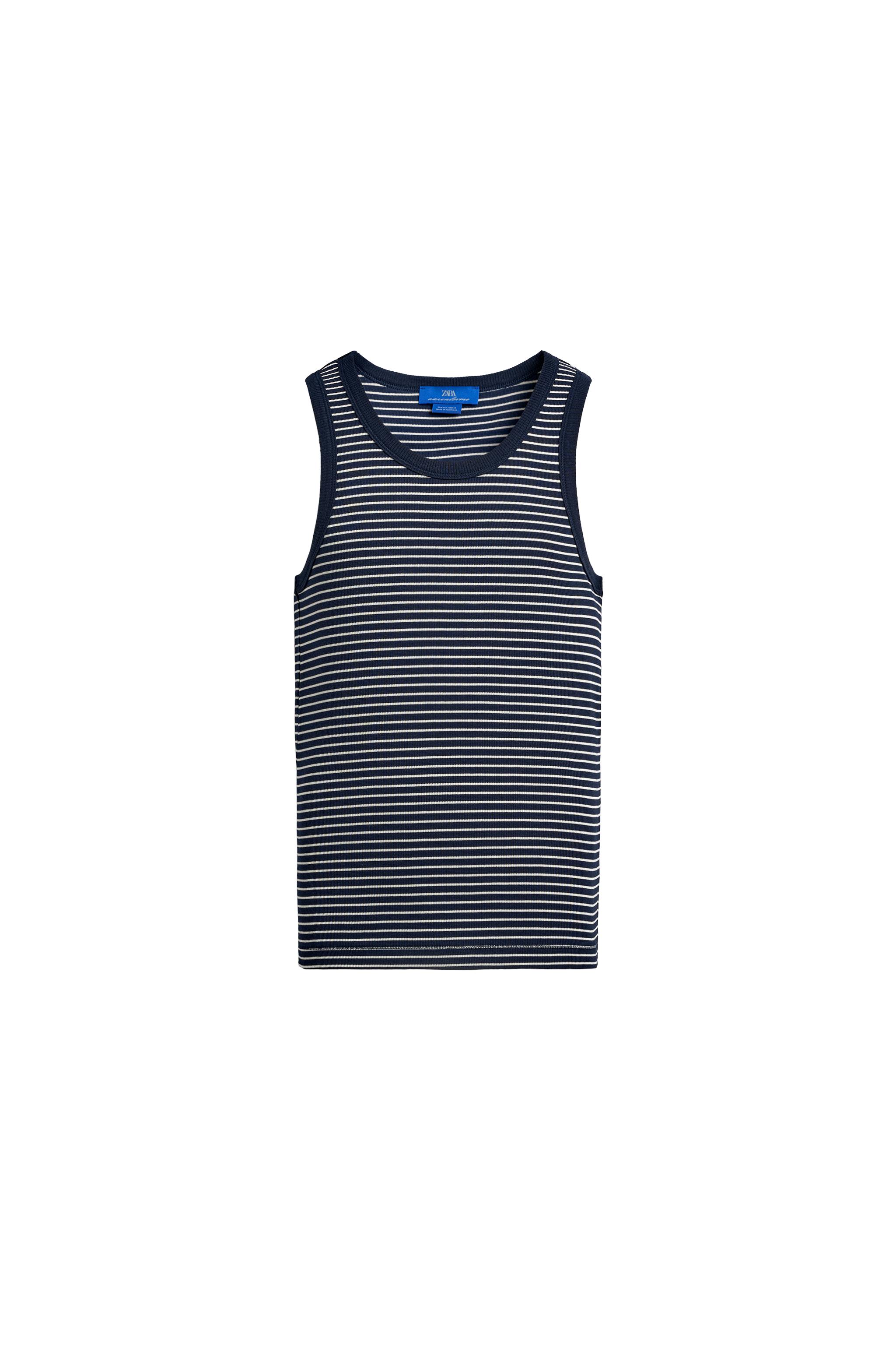 STRIPED JACQUARD TANK TOP X AARON LEVINE - Blue/White | ZARA India