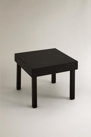 WOOD AND LEATHER SIDE TABLE - Black by Zara - Image 1