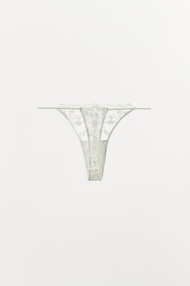 EMBROIDERED LACE THONG - white by Zara - Image 4