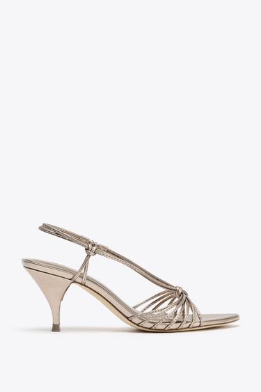 КОЖАНЫЕ БОСОНОЖКИ С РЕМЕШКАМИ И УЗЛОМ — Бронзовый от Zara