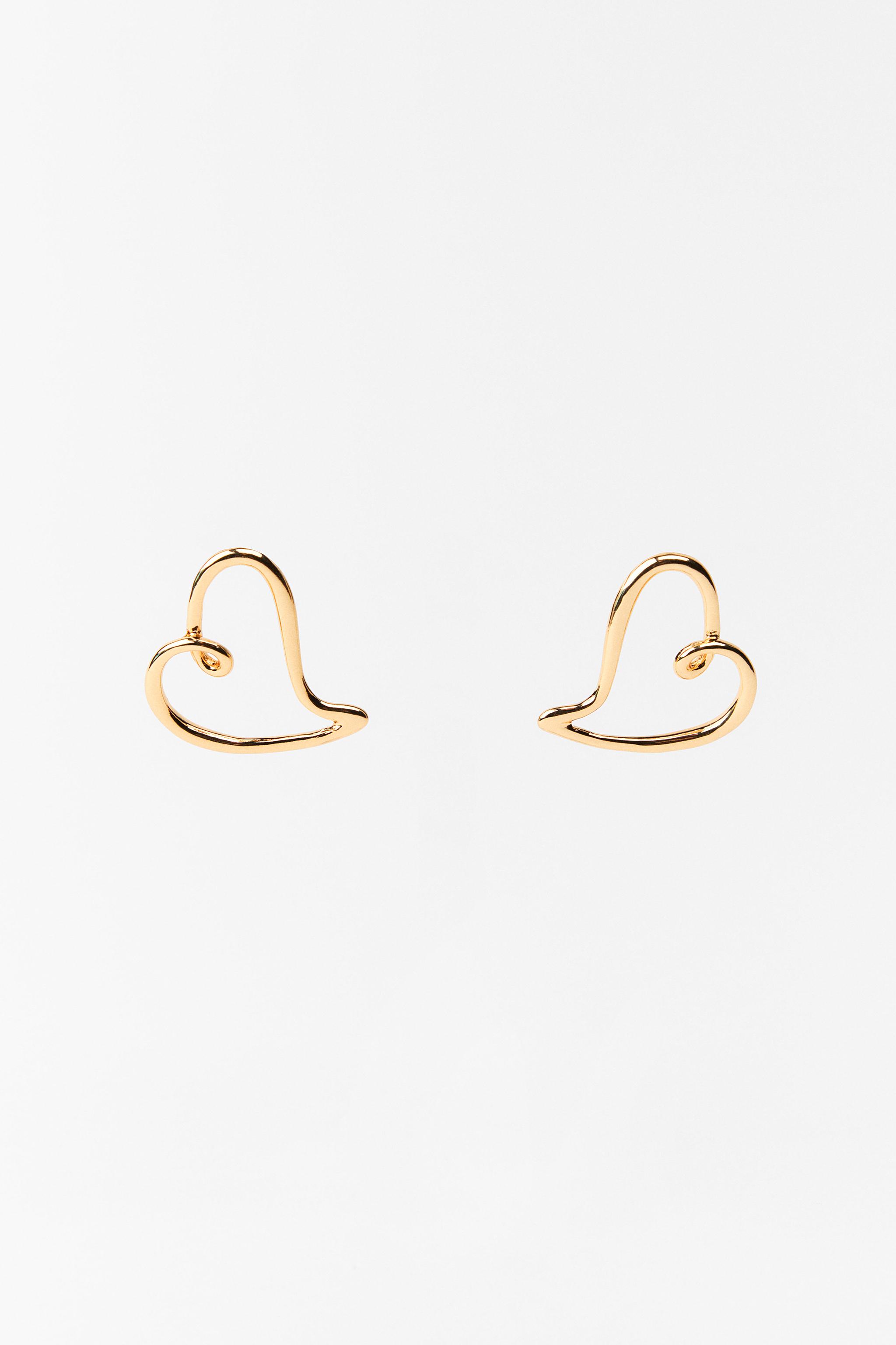 HEART EARRINGS Golden ZARA United States