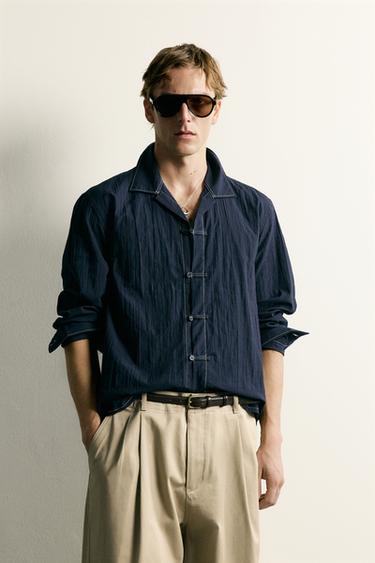 CAMISA RELAXED FIT ALAMARES TEJIDO - Marino de Zara