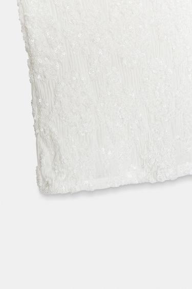 TOP BRODÉ À PAILLETTES - Blanc de Zara - Image 6