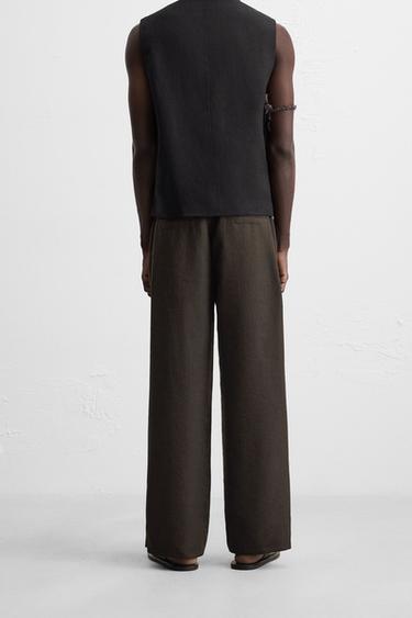 PANTALON RELAXED FIT FENTES - Marron de Zara - Image 2