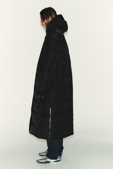 EXTRA LONG WATER-REPELLENT WINDPROOF HOODED DOWN PUFFER JACKET - Black by Zara - Image 4