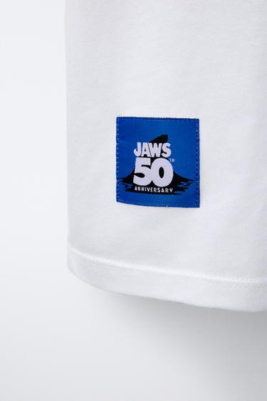 JAWS MOVIE © 50TH ANNIVERSARY T-SHIRT - White by Zara - Image 3