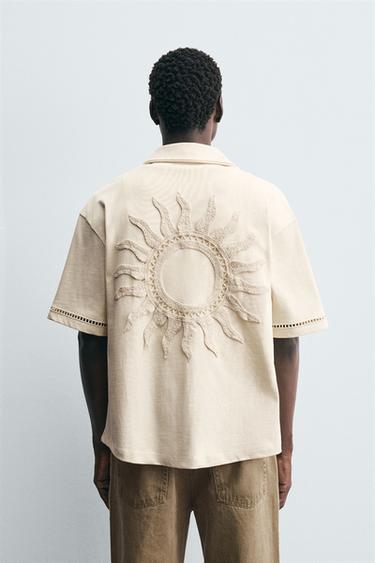 CHEMISE CONFORT À JOURS - Blanc cassé de Zara - Image 2