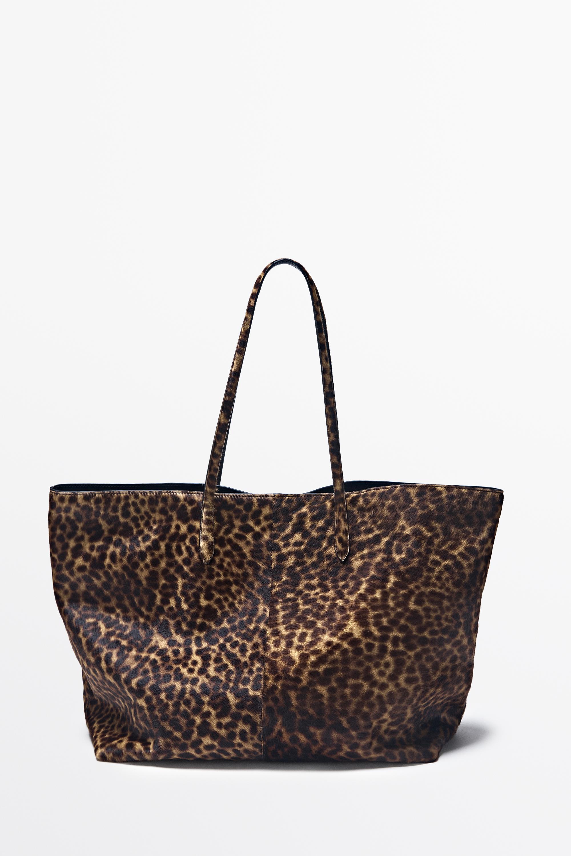 Large fur leather tote bag — Butter