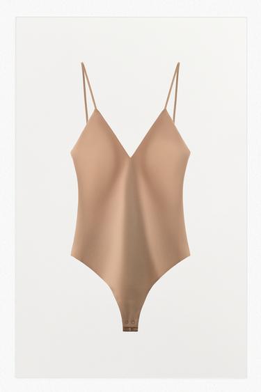 BODY À BRETELLES AVEC POLYAMIDE - rose poudré de Zara