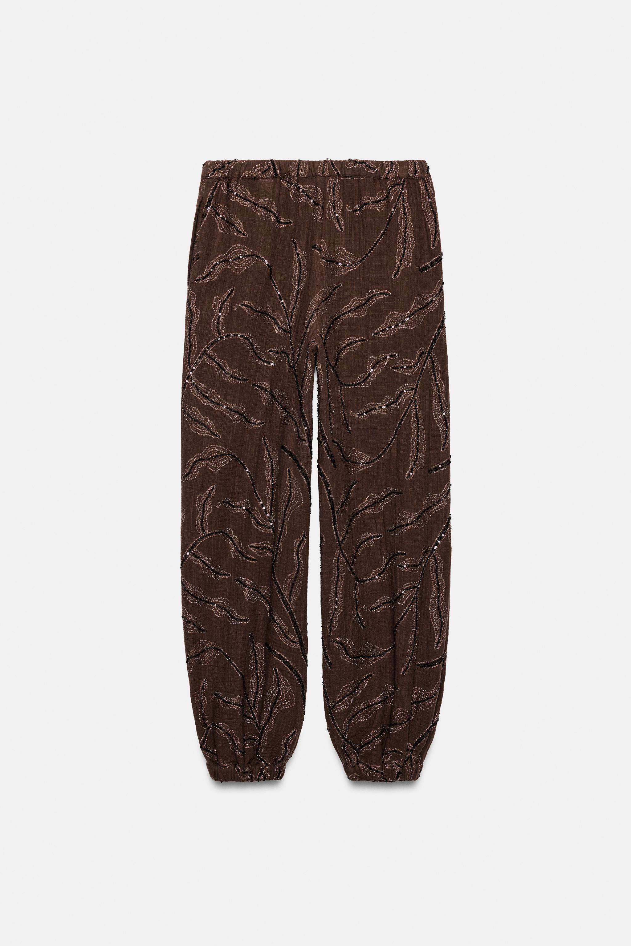 METALLIC THREAD SEQUIN BALLOON PANTS
