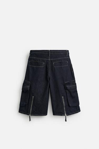 BERMUDA DENIM CARGO COUPE LARGE - Bleu de Zara - Image 7