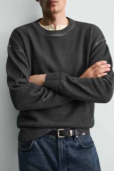 WASHED TEXTURED JUMPER - Black by Zara - Image 4