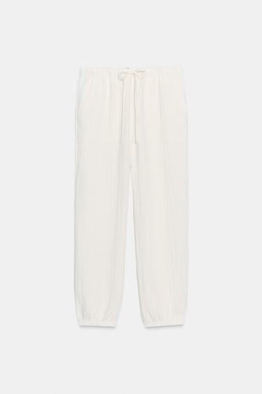 PANTALÓN JOGGER FLUIDO - Blanco roto de Zara - Imagen 0