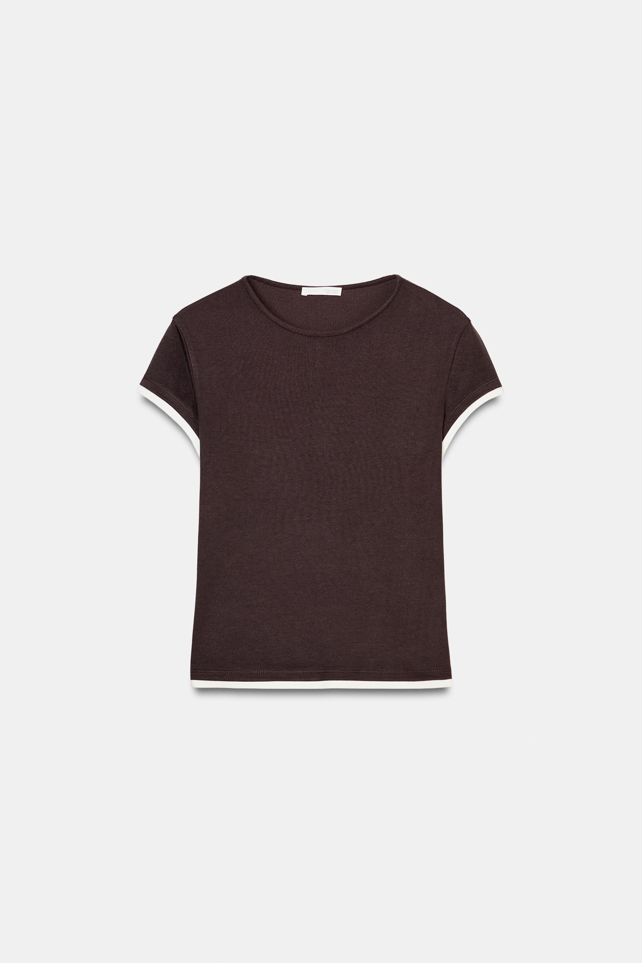 T-SHIRT À LISERÉS EN CONTRASTE