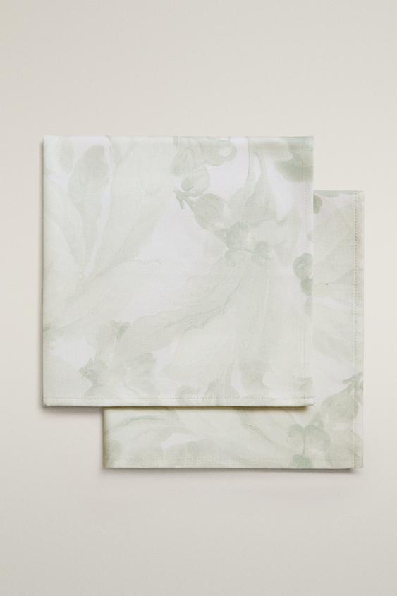 PLANT PRINT NAPKIN PACK (PACK OF 2) - مخضر الخاص بـ Zara - صورة 0