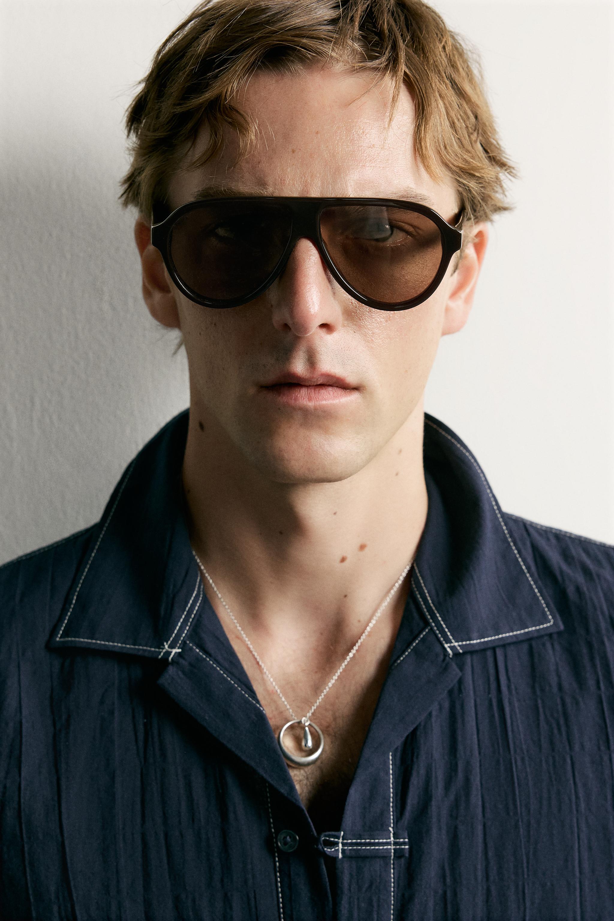 Мужские рубашки Zara TEXTURED RELAXED FIT SHIRT WITH FROG FASTENINGS — фото 5