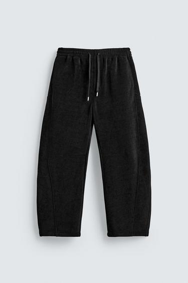بنطلون BALLOON FIT من الكوردروي - أسود by Zara